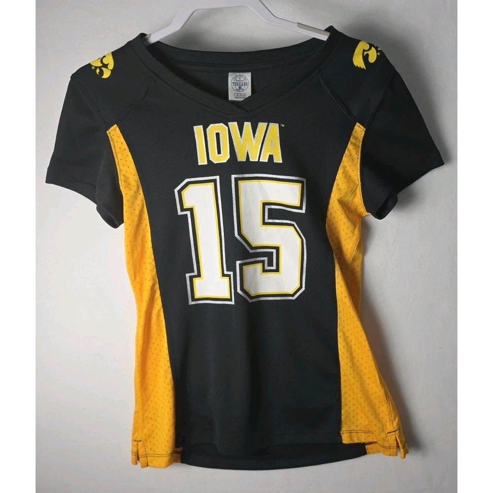 Iowa Hawkeye Womens #15 Jersey Size Small Black Gold Mesh Sides Rivalry Threads